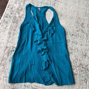 Teal ruffle top